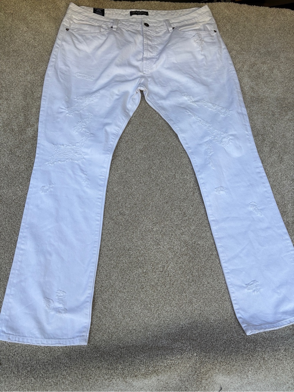 Cult of Individuality Rebel Straight White Distressed Button FlyJeans 42X34 READ